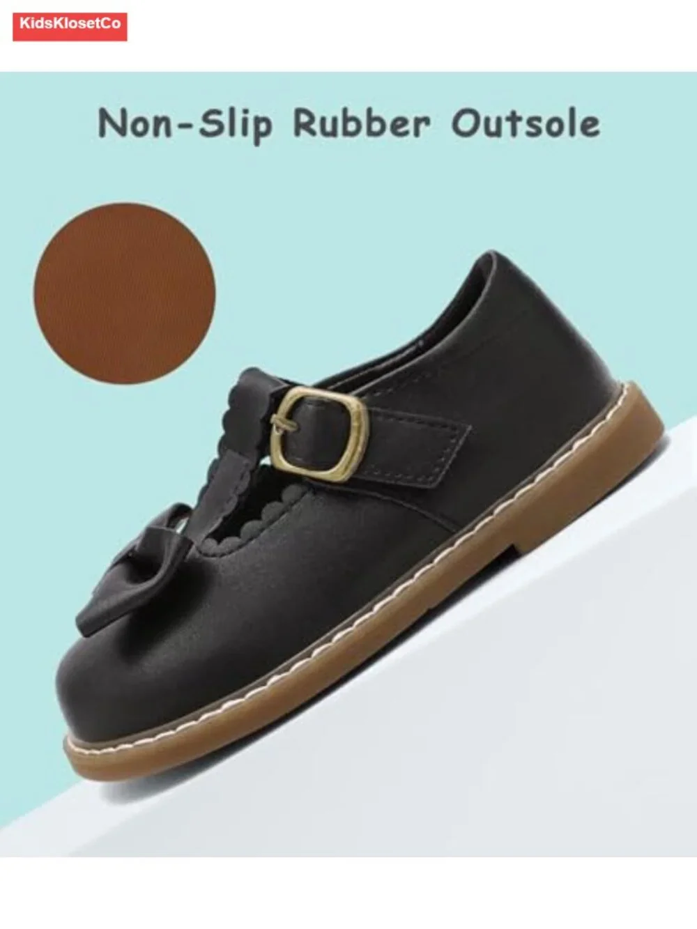 Toddler Girl Mary Jane Dress Shoes with Hook & Loop Closure and Widen Toe